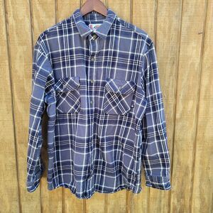 Dickies Heavy Flannel Blue Cream Plaid Shacket Mens Size XL